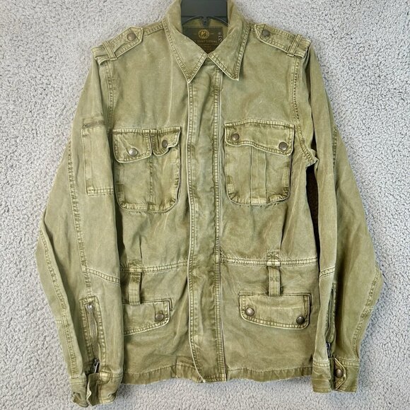 Lucky Brand Jacket Women Sz S Green Military Field Chore Utility Coat Zip/Button - Picture 1 of 5